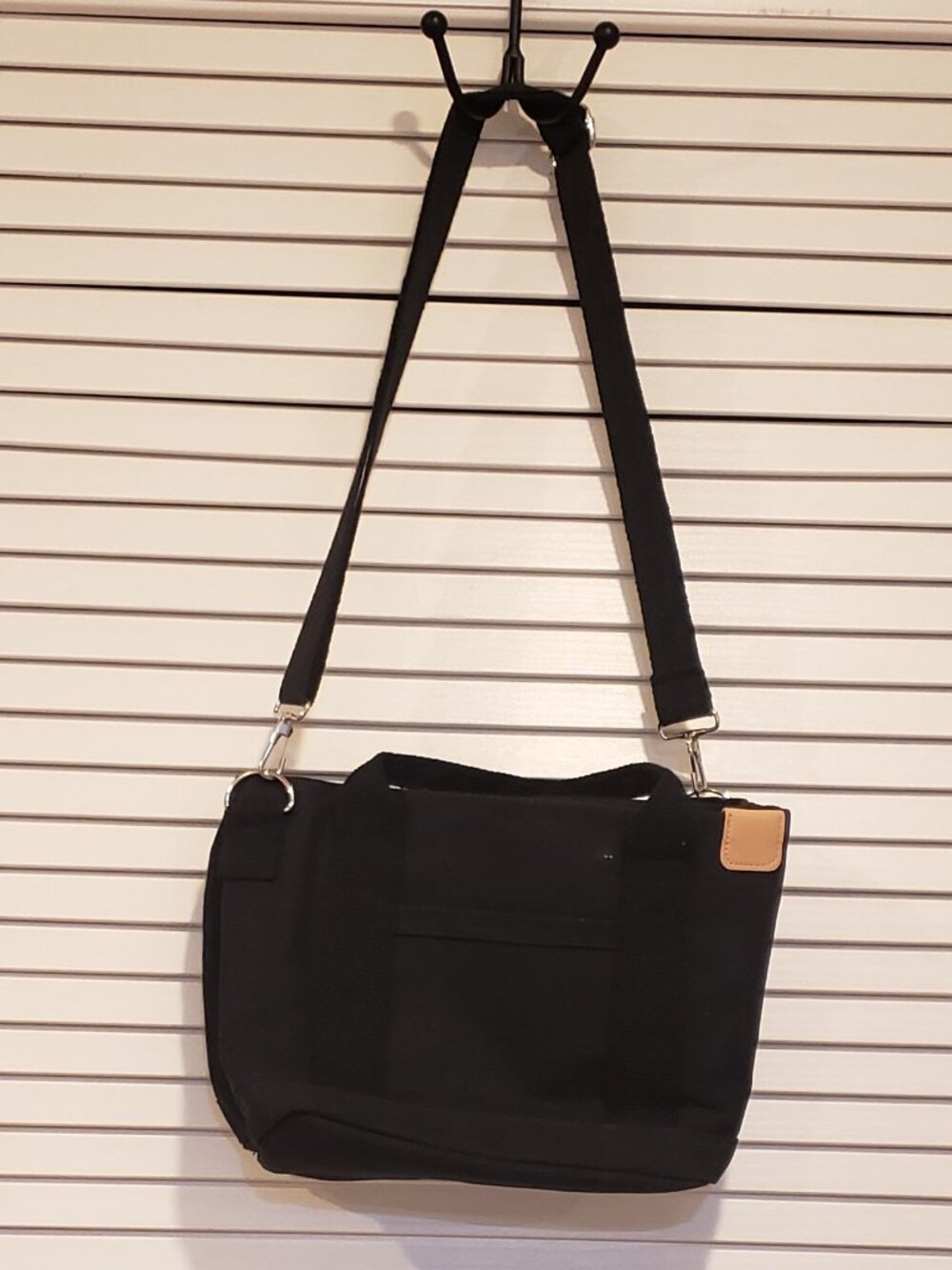 Canvas crossbody tote bag in black